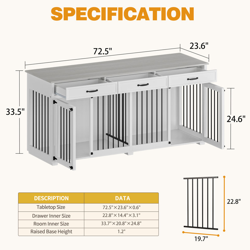 Tucker Murphy Pet™ Three Drawer Two Door Dog Crate With Divider